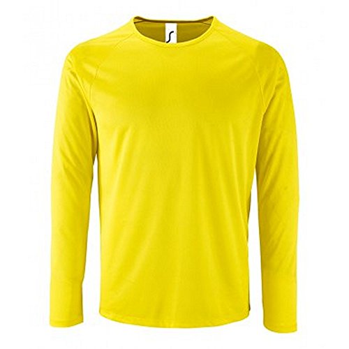 SOLS Camiseta de Manga Larga Modelo Performance Para Hombre (XXL/Amarillo)