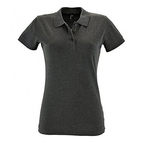 SOLS Polo de Manga Corta para Mujer (Grande (L)/Carbón Moteado)