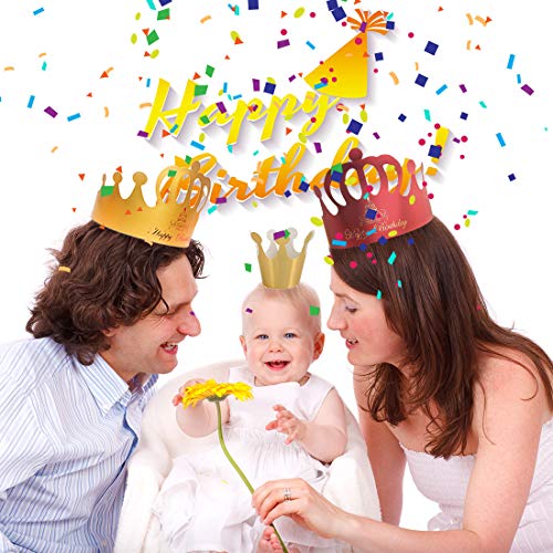 Sombreros de Papel del Fiesta de Cumpleaños, Gorros Forma Cónica con Poms, Tapa de Corona de Varios Color y Tamaños Para Los Cabritos y Los Adultos, Favores de la Fiesta