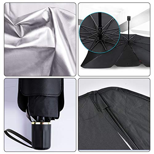 Sombrilla Paraguas del Coche, Parasol Sombrilla per Coche Lunas Delanteras, Plegable Parasol Coche Delantero Protector con Anti UV Rayos, Sombrilla Paraguas Multiuso Apto la Mayoría de Coches y Suvs