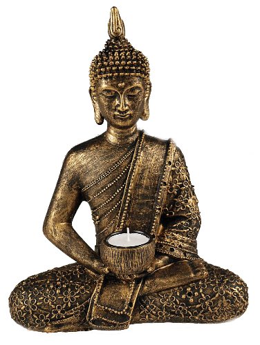 something different Grande Thai Buda té luz Ornament, Color Dorado y Bronce