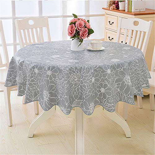 SONGHJ Estilo de la Flor Paño de Mesa Redondo Pastoral PVC Plástico Mantel de Cocina A Prueba de Aceite Decorativo Elegante Tela Impermeable Cubierta de Tabla B 02 diámetro 137cm