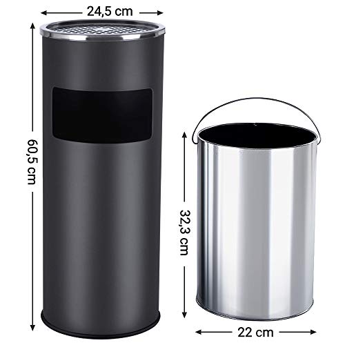 SONGMICS 30 L Cubo de Basura de Acero Inoxidable Cenicero LTB17C