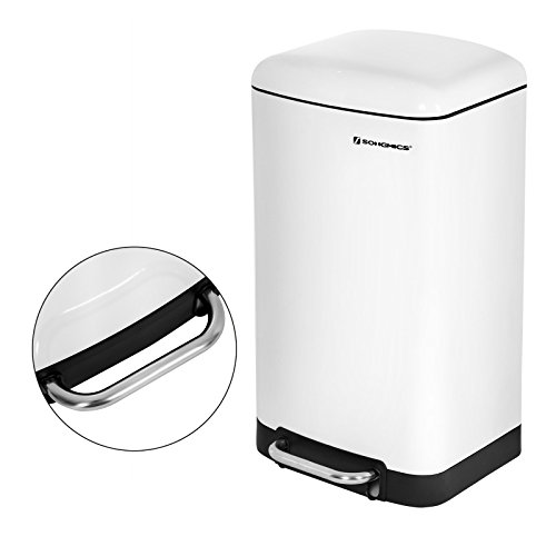 SONGMICS Basurero Cubo de Cocina Contenedor de residuos Cubeta Interior con Pedal 30 L Blanco LTB01W