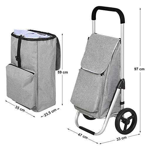 SONGMICS Carrito de Compra Plegable con Ruedas, Carro de la Compra Ligero con Compartimiento de Refrigeración, Gran Capacidad de 40 L, Gris KST04GY