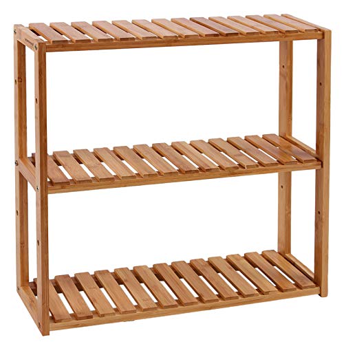 SONGMICS Estantería de Bambú para Baño, Librería, Organizador, Estantería de Almacanamiento de Pared, 60 x 15 x 54 cm BCB13Y