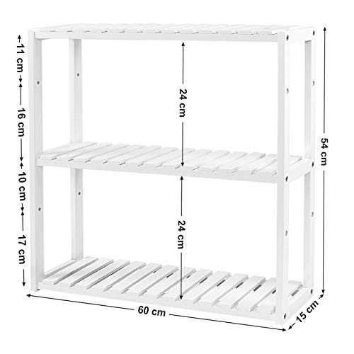 SONGMICS Estantería de Bambú para Baño, Librería, Organizador, Estantería de Pared, 60 x 15 x 54 cm BCB13W