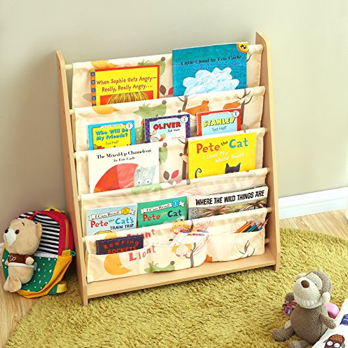 SONGMICS Estantería Infantil, Estantería para niños, con 4 Estantes para Libros y Juguetes, Ideal para Habitaciones Infantiles, guardería, Madera de Arce GKR71YL