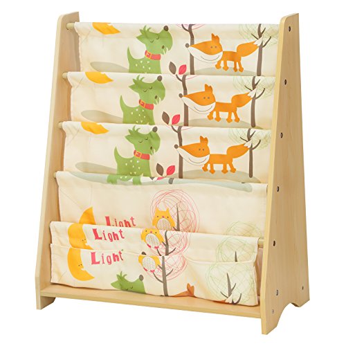 SONGMICS Estantería Infantil, Estantería para niños, con 4 Estantes para Libros y Juguetes, Ideal para Habitaciones Infantiles, guardería, Madera de Arce GKR71YL