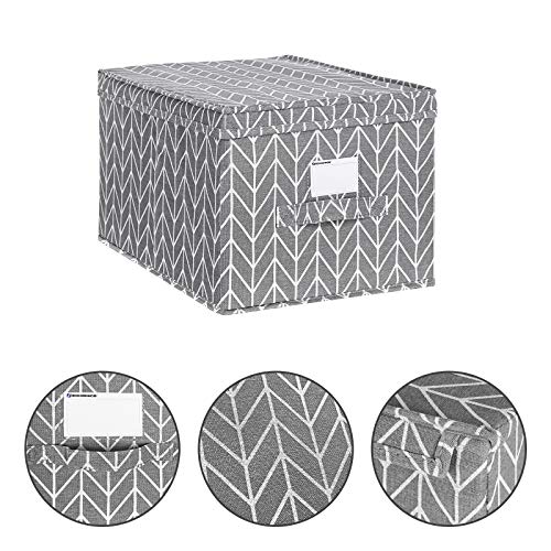 SONGMICS Juego de 3 Cajas Plegables con Tapas, Cubos de Tela con Etiquetas, Cajas de Almacenamiento, 40 x 30 x 25 cm Gris RTFB03G