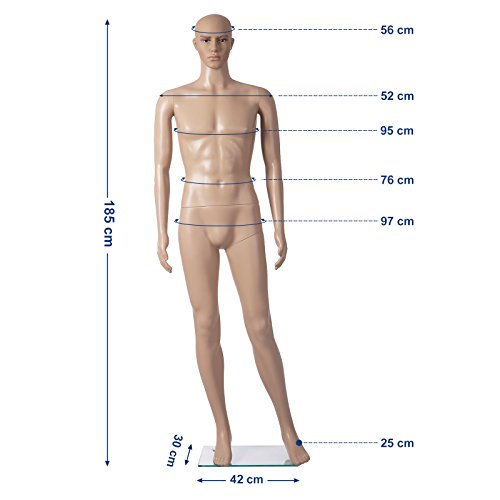 SONGMICS Maniquí Mascurino, Hombre Realista con Rasgos Desmontable, para Fotografías y Escaparates MPGM18