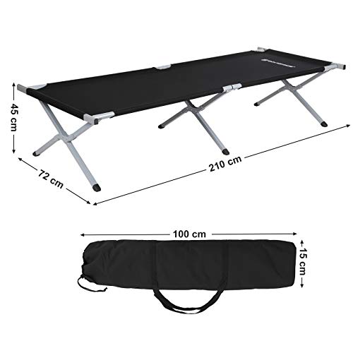 SONGMICS Multiuso Cama de Camping, Catre Plegable, con Bolsa de Transporte, Carga Máxima de 240 kg, 210 x 72 x 45 cm GCB21H