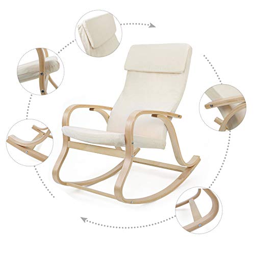 SONGMICS Sonmics LYY30M-Sillón Mecedora, Color Beige, 65 x 90 x 98 cm