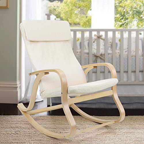 SONGMICS Sonmics LYY30M-Sillón Mecedora, Color Beige, 65 x 90 x 98 cm