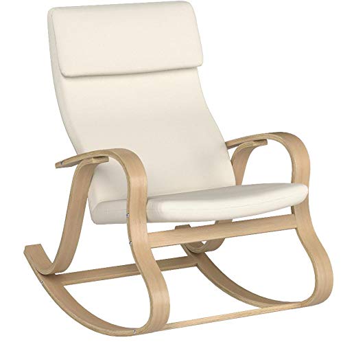 SONGMICS Sonmics LYY30M-Sillón Mecedora, Color Beige, 65 x 90 x 98 cm