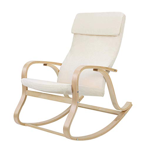 SONGMICS Sonmics LYY30M-Sillón Mecedora, Color Beige, 65 x 90 x 98 cm