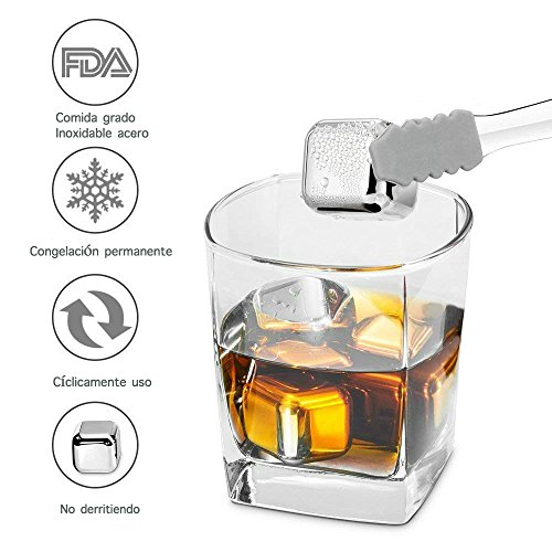 SONGYAN Cubitos de hielo metálicos reutilizables para enfriar bebidas,Enfria tus bebidas sin que se agüen,para Whisky Congelado Reutilizable