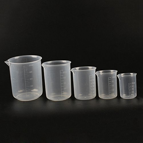 Sonline 50100150250 500 ml vaso de laboratorio de plastico transparente 5 PCs. Herramienta taza de medir