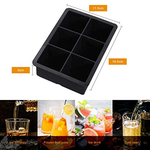 Sooair Cubitera Hielo, 2 Piezas Moldes para Cubitos de Hielo, Silicona Sin BPA Bandeja de Hielo para Congelarse Alimentos, Cola,Cócteles Cola Whisky (Negro)