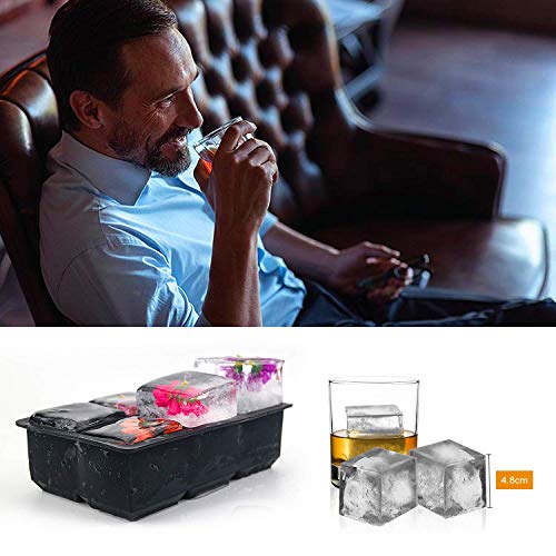 Sooair Cubitera Hielo, 2 Piezas Moldes para Cubitos de Hielo, Silicona Sin BPA Bandeja de Hielo para Congelarse Alimentos, Cola,Cócteles Cola Whisky (Negro)