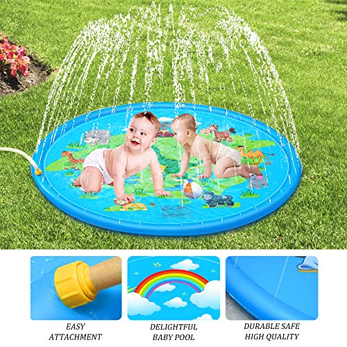 Sooair Juego de Salpicaduras y Salpicaduras, 170 cm Water Spray de Agua Espolvoree y coloque la Alfombra de Juego, Aspersor de Juego para Actividades Familiares Aire Libre/Jardín/Playa