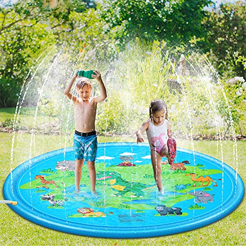 Sooair Juego de Salpicaduras y Salpicaduras, 170 cm Water Spray de Agua Espolvoree y coloque la Alfombra de Juego, Aspersor de Juego para Actividades Familiares Aire Libre/Jardín/Playa