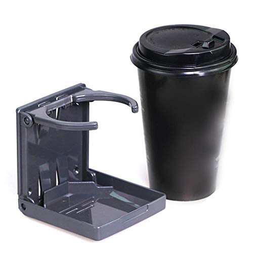 Soporte de Bebida de Taza Plegable Ajustable de 2 Piezas con Tornillos y Cintas, Portavasos automotrices Ajustables para automóvil Truck Boat Van. (Negro)