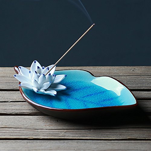 Soporte de Incienso Censer Ceramic Handmade Artistic Burner Stick Coil Lotus Porcelain Flor Decorativa Cono de Incienso Bandeja de Ceniza Hecho a Mano