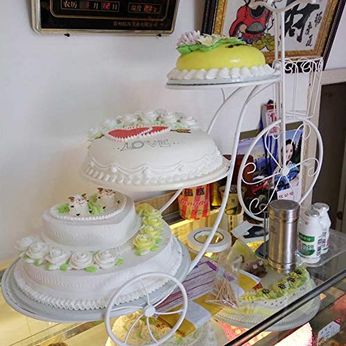 Soporte de la torta, Soporte de la torta de la bicicleta del hierro labrado, Soporte de múltiples capas de la torta del cumpleaños de la boda de tres niveles, Tabla creativa europea del postre,White,L