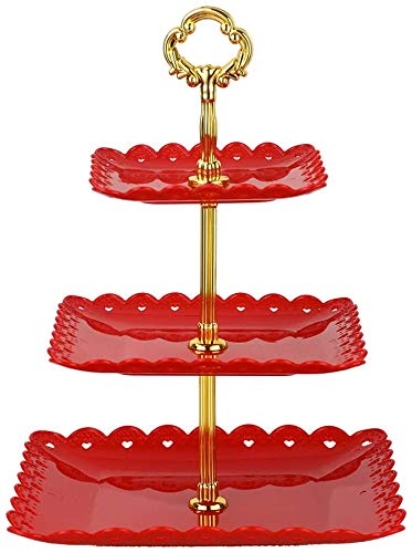 Soporte de Plastico para Tartas con 3 Niveles,Soporte Tarta 3 Pisos,Soporte Pastele,Soporte Cupcakes,Frutero Tres Pisos Plastico,Soporte para Postres,Torre de Postres,para Boda, Cumpleaños,Fiesta