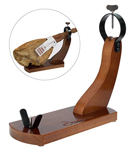 Soporte Jamonero Lacado Nogal y Gomas Antideslizantes - Jamonera Jamonprive