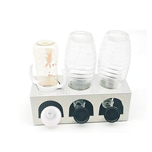 Soporte para botellas de soda, acero inoxidable, resistente al óxido, con bandeja de goteo extraíble para botellas SodaStream y Emil