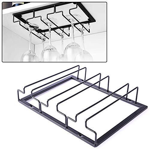 Soporte para Copa de Vino,Soporte para Copa de Vino Invertido,Soporte para Copa de Vino Colgante,Estante para Copa de Vino Debajo del Gabinete con Tornillos,Usado en Barra,Cocina (Tres Ranuras)