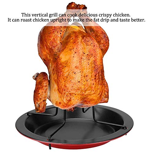 Soporte para Gallinas, Soporte Vértical para Asar Pollo Posavasos de Acero Inoxidable para Pollo Barbacoa Soporte Asar Soporte con Bandeja de Goteo para Uso en Horno Barbacoa