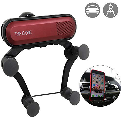 Soporte para teléfono celular para automóvil AFUNTA - Gravity Air Vent Soporte para teléfono para automóvil, Soporte para teléfono ajustable para automóvil 360 ° con desbloqueo automático-Negro y Rojo