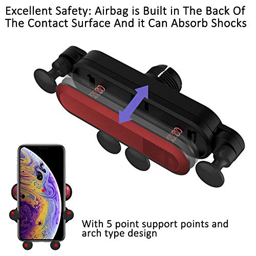 Soporte para teléfono celular para automóvil AFUNTA - Gravity Air Vent Soporte para teléfono para automóvil, Soporte para teléfono ajustable para automóvil 360 ° con desbloqueo automático-Negro y Rojo