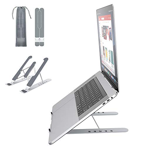 Soporte Portátil Mesa 6 Ángulos Ajustables, ABS+silicona+aleación de aluminio, Soporte Ordenador Ventilado Plegable, Laptop Stand, Ligero Soporte Mesa para Macbook DELL XPS, HP, PC y Otros 10-15.6”