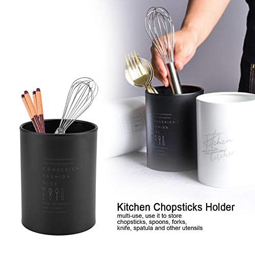 Soportes de utensilios de cocina para encimera, organizador de almacenamiento de cuchara de horquilla de palillos de acero inoxidable, 3.94 x 5.12in(Negro)