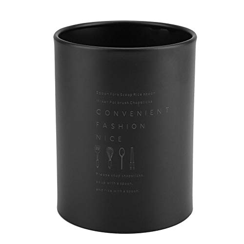 Soportes de utensilios de cocina para encimera, organizador de almacenamiento de cuchara de horquilla de palillos de acero inoxidable, 3.94 x 5.12in(Negro)