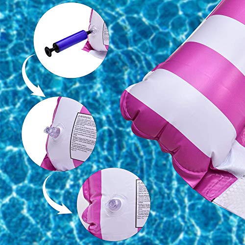 sopplea Hamaca Flotante, Hamaca de Agua 4 en 1 Piscina Tumbona Hamaca Inflable de Agua Flotante colchoneta Piscina Tumbona Flotante Hamaca Flotante para Adultos Cama Flotante de Agua (Rosa)