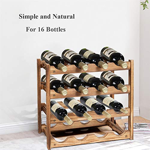 Sopresy - Botellero de madera con 4 niveles para hasta 16 botellas, pequeño soporte para botellas de vino, botellas, botellas, botellas, soporte para bodega, hostelería