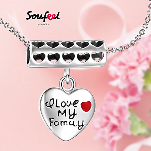 SOUFEEL Charms Abalorio Colgante 100% Plata Beads Dijes en Forma Corazón para Pulsera o Collar Europeas Compatible Regalo para Mujer o Madre Cumpleaño