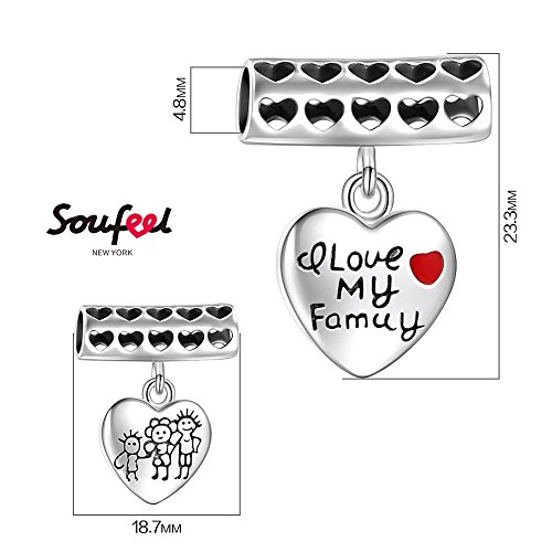 SOUFEEL Charms Abalorio Colgante 100% Plata Beads Dijes en Forma Corazón para Pulsera o Collar Europeas Compatible Regalo para Mujer o Madre Cumpleaño