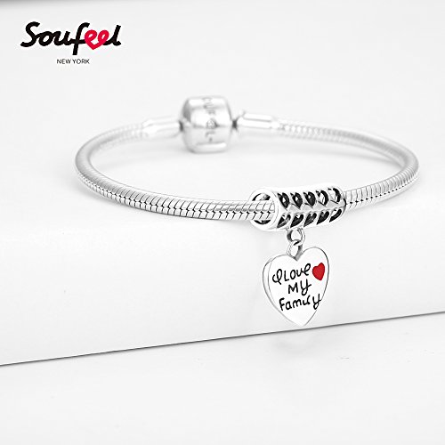 SOUFEEL Charms Abalorio Colgante 100% Plata Beads Dijes en Forma Corazón para Pulsera o Collar Europeas Compatible Regalo para Mujer o Madre Cumpleaño