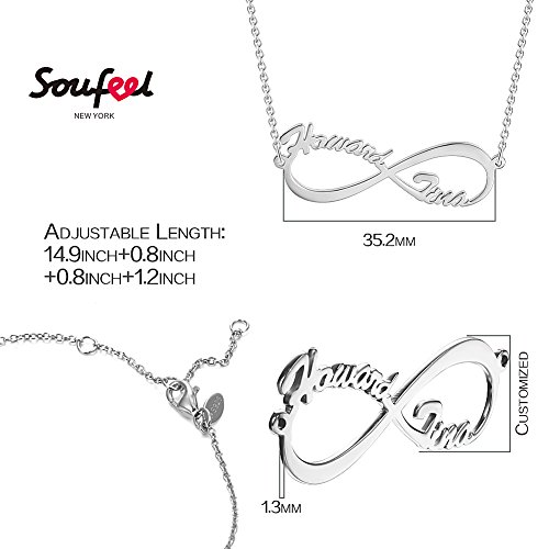 SOUFEEL Collar Plata Colgante con Nombre Infinito Personalizados Regalo para Familia Cadena Más Extención