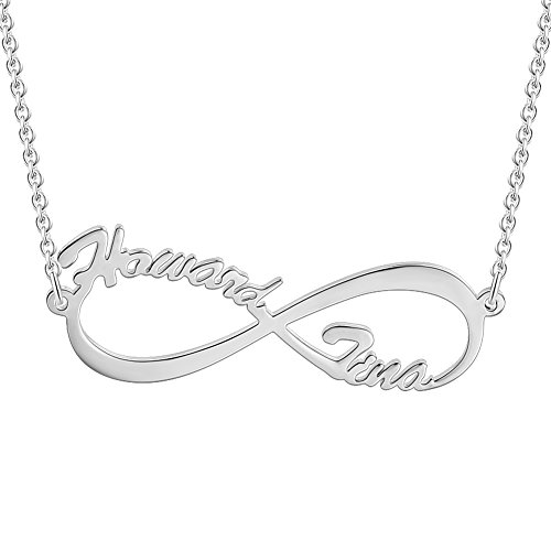 SOUFEEL Collar Plata Colgante con Nombre Infinito Personalizados Regalo para Familia Cadena Más Extención