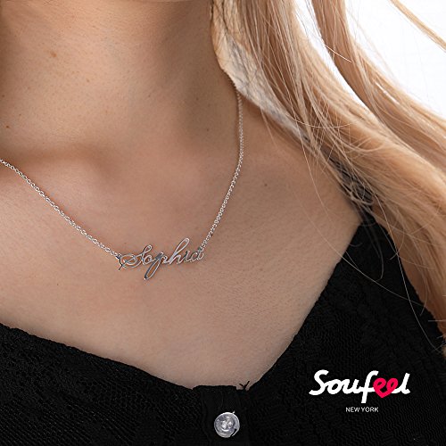 SOUFEEL Collar Plata de Ley Colgante con Nombre Personalizados Regalo para Familia Aniversario Novia Cadena Ajustable