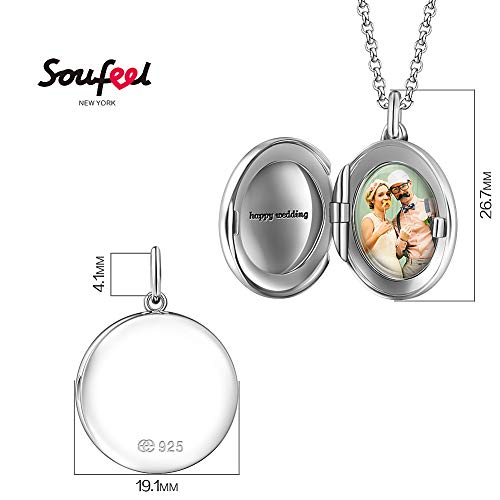 SOUFEEL Collares Foto Plata Mujer Colgante de Guardapelo Personalizado Regalo Cumpleano Navidad Reyes