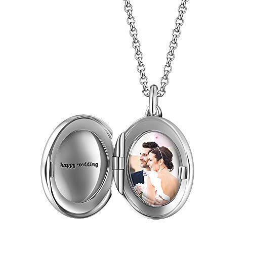 SOUFEEL Collares Foto Plata Mujer Colgante de Guardapelo Personalizado Regalo Cumpleano Navidad Reyes