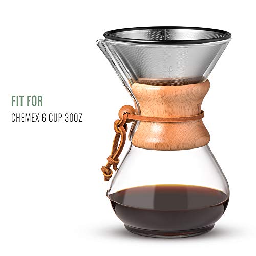 soulhand Pour Over Filter para Chemex, gotero Reusable de café de Acero Inoxidable 18/8 para Chemex 6-8 Taza -ø137 mm